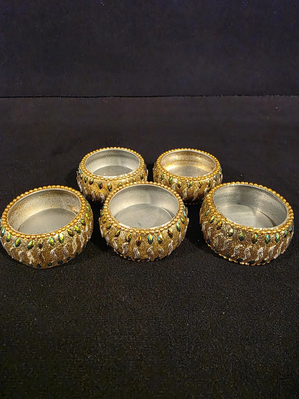 Pier 1 Gold Jeweled Tea Light Holders (Set)